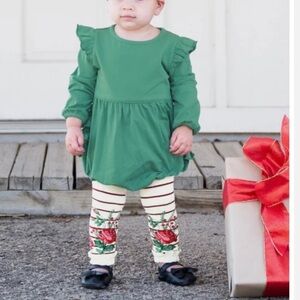 Ruffle Butts Cream and Red Ruffle Leggings